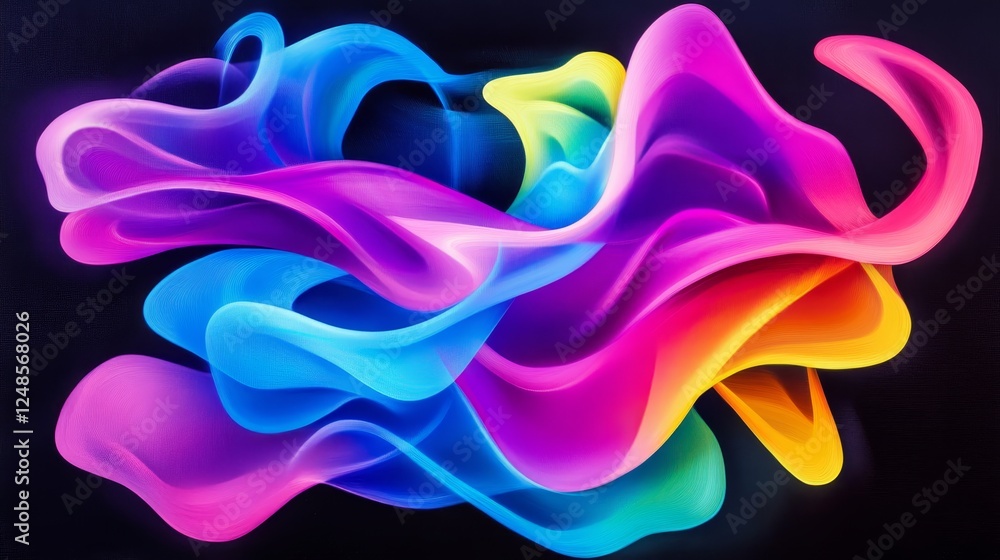 Poster vibrant abstract waves of color swirling in a dynamic display, creating a sense of motion and energy