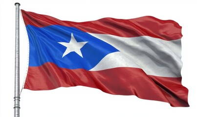 Naklejka premium Waving Puerto Rico flag, isolated white background, patriotic symbol