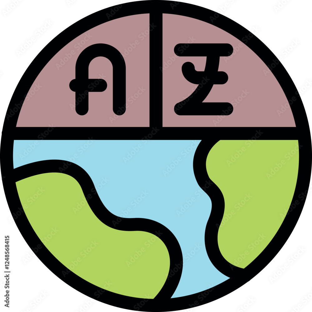 Aufkleber globe with language letters symbolizing global communication and online education connecting people 