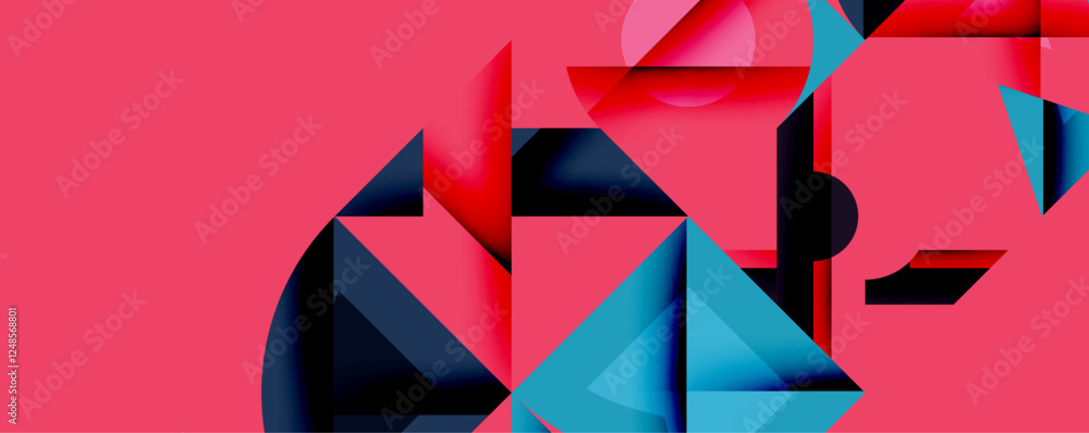 Poster minimal geometric abstract background. circle square and triangle design