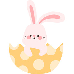 Cute Easter bunny with easter eggs