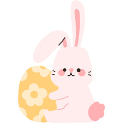 Cute Easter bunny with easter eggs