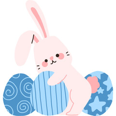 Cute Easter bunny with easter eggs