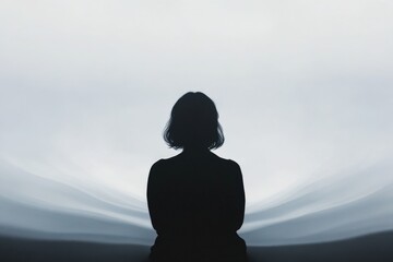 silhouette of a person in a surreal landscape