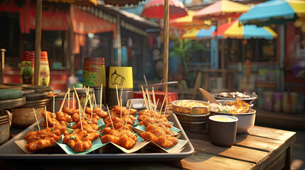 Delicious Street Food at a Vibrant Asian Market
