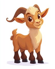 Fototapeta premium Adorable Cartoon Goat Character: A Cute Mammal for Agricultural Themes