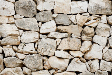 Beige stonework stone texture background, close-up panoramic image