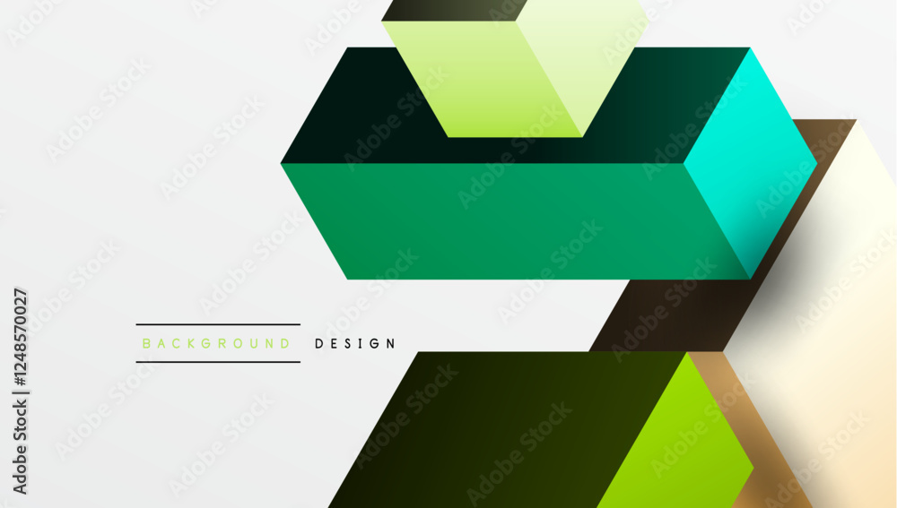 Poster Sleek abstract design featuring isometric 3D blocks in a clean, modern composition. Perfect for tech-inspired themes, with vibrant colors and geometric precision