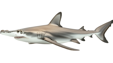Smooth Hammerhead Shark: A detailed illustration of a smooth hammerhead shark, showcasing its unique head shape and sleek body.  The shark is depicted swimming gracefully.