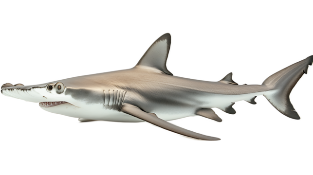 Smooth Hammerhead Shark: A detailed illustration of a smooth hammerhead shark, showcasing its unique head shape and sleek body.  The shark is depicted swimming gracefully.