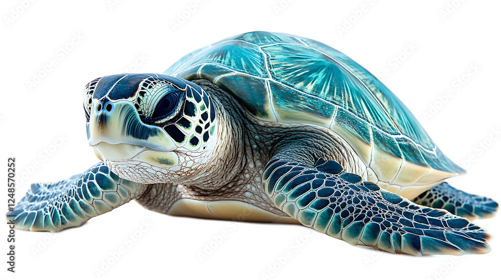 Poster sea turtle portrait: a captivating close-up portrait of a sea turtle, showcasing its intricate shell