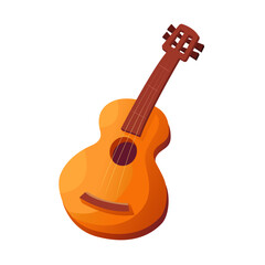 Acoustic guitar isolated. Vector illustration in cartoon style.