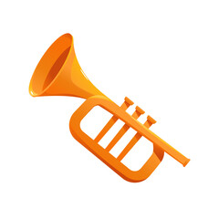 Trumpet instrument isolated. Brass musical instrument. Vector illustration in cartoon style.