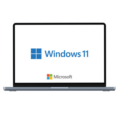 Laptop computer with logo of Windows 11 operating system