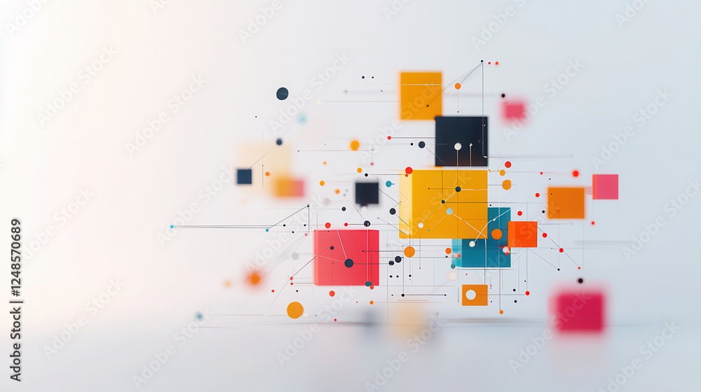 Poster dynamic abstract design featuring colorful geometric shapes and lines
