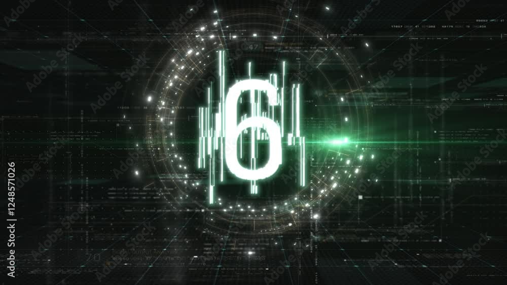 Poster futuristic countdown timer animation from 10 to 0 seconds for video and film projects, featuring sle