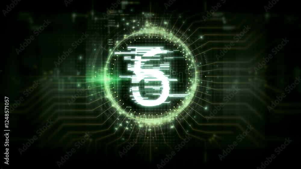 Poster futuristic countdown timer animation from 10 to 0 seconds for video and film projects, featuring sle