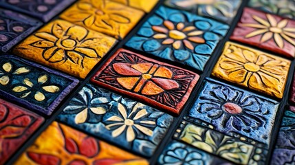 Vibrant Block Print Art