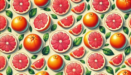 Naklejka premium A vibrant grapefruits pattern background