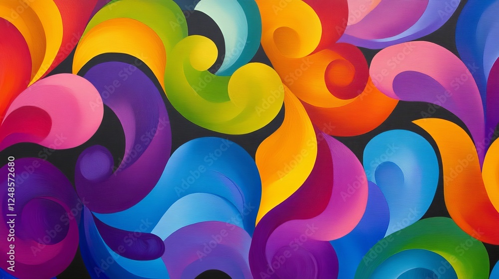 Poster vibrant abstract swirl pattern featuring an array of color, ideal for artistic backgrounds