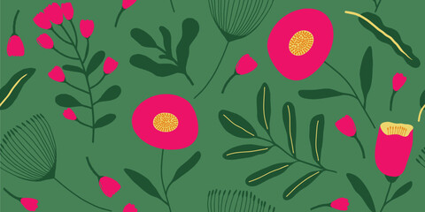 Modern floral with flowers print. Seamless pattern. Hand drawn style.
