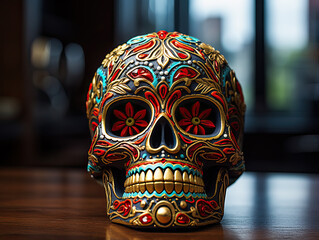 Vibrant Sugar Skull Day of the Dead Art