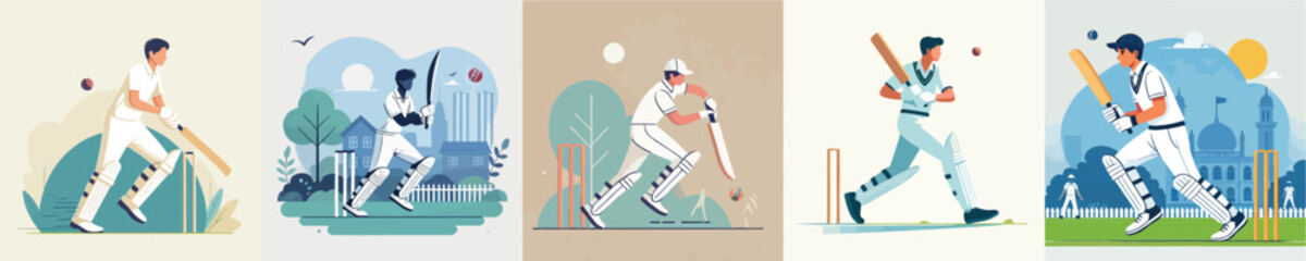 vector of young man playing cricket