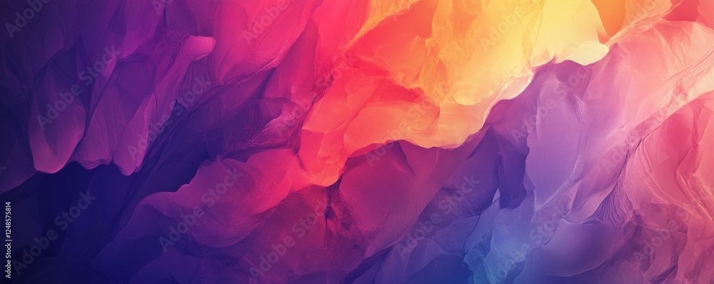 Poster vibrant abstract digital art with colorful waves and textures, copy space for text