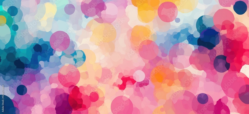 Poster colorful abstract bokeh background with vibrant circles and soft gradients, copy space for text