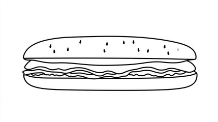 Simple line drawing of a sub sandwich