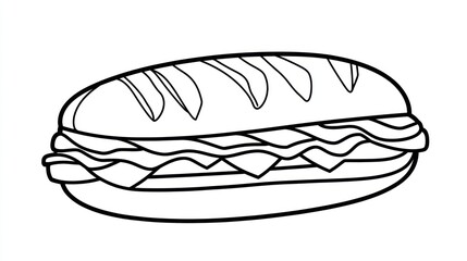 Simple line drawing of a sub sandwich (1)