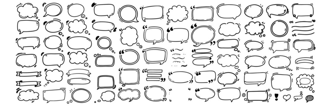 Hand-drawn quote frames and speech bubbles with a doodle-style design. Perfect for comics, conversation templates, messaging, and creative text elements. Ideal for notes, dialogue, feedback, and graph
