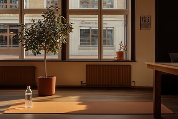 Fototapeta premium Serene Yoga Studio with Natural Light