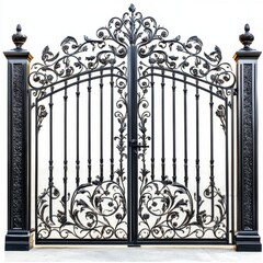 Vintage Iron Gate with Floral Designs and Elegant Finishes