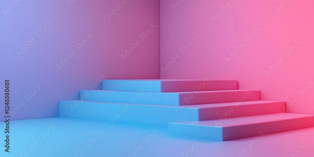 Poster colorful abstract 3d render featuring hexagonal patterns in a vibrant background with gradient light