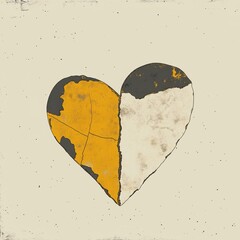 Cracked Heart with Gold and White