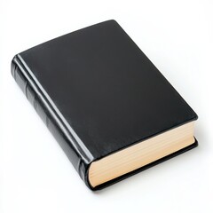 Isolated Black Hardcover Book on White Background for Design Use