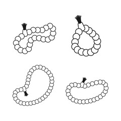 Vector illustration of prayer beads or tasbih in line art style isolated on white background