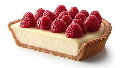 Delicious New York Style Cheesecake Slice with Fresh Raspberries
