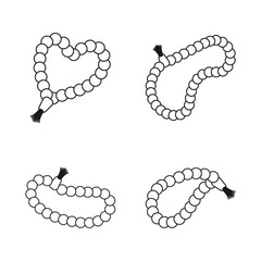 Vector illustration of prayer beads or tasbih in line art style isolated on white background