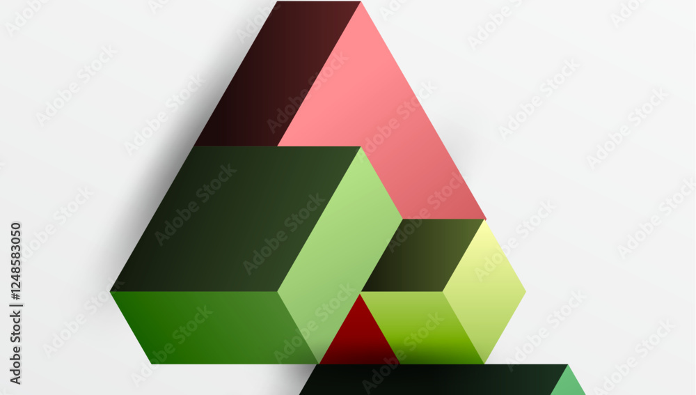 Aufkleber Sleek abstract design featuring isometric 3D blocks in a clean, modern composition. Perfect for tech-inspired themes, with vibrant colors and geometric precision