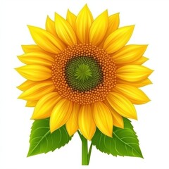 Fototapeta premium Vibrant Yellow Sunflower in Full Bloom Isolated on White Background