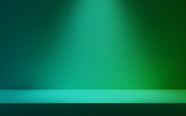Naklejka premium Blue Green Gradient Room with table surface. Product presentation template.