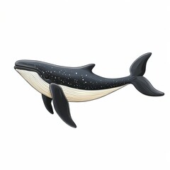 Fototapeta premium Cartoon Whale Character Isolated on White Background for Design