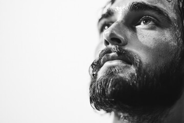 Obraz premium close up of a man's face looking up