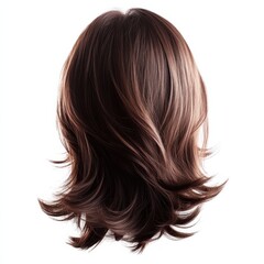 Medium Length Hair Mockup with Flipped Ends Isolated on White