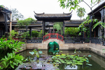landscape of ancient buildings in the park