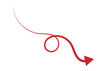 wave and curved long arrow icon, horizontal abstract long and thin arrow icon on white background.