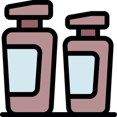 Two shampoo bottles stand side by side on a shelf, their blank labels offering a perfect canvas for branding and product placement