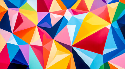 Obraz premium Vibrant geometric low poly pattern presenting dynamic abstract shapes with bright spectrum colors, forming eye catching textural background for modern graphic design